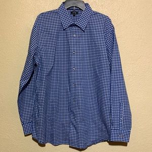 Apt. 9 Men's Shirt XL Gingham/Plaid Blue Long Sleeve Buttons Long Sleeve Cotton